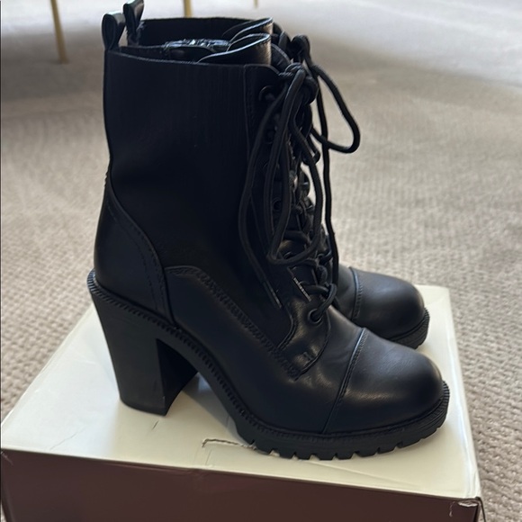 Torrid-Black Lace-Up Ankle Boots - Size 6 1/2 Wide Width - Picture 1 of 6